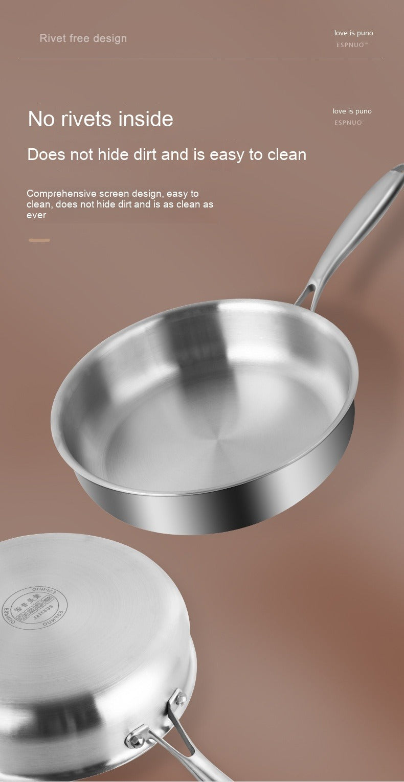 316L Stainless Steel Uncoated Frying Pan