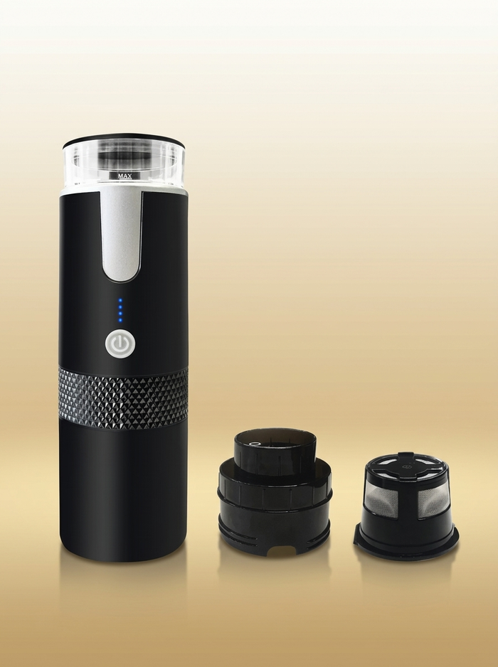 Portable Coffee Machine gold-sand background