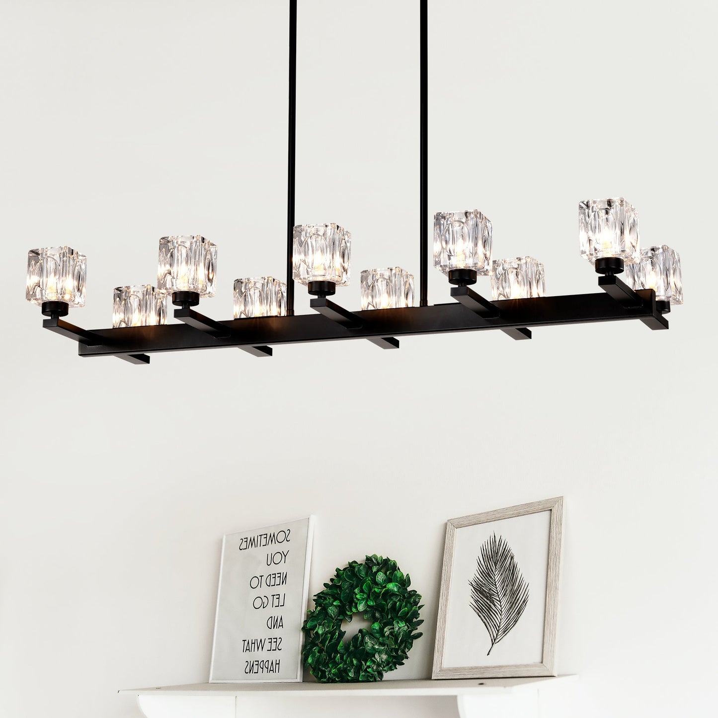 Matte Black 8-Light Crystal Chandelier