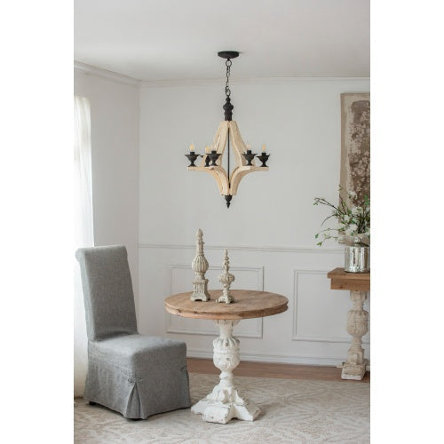 6-Light Wood Chandelier (Cream)
