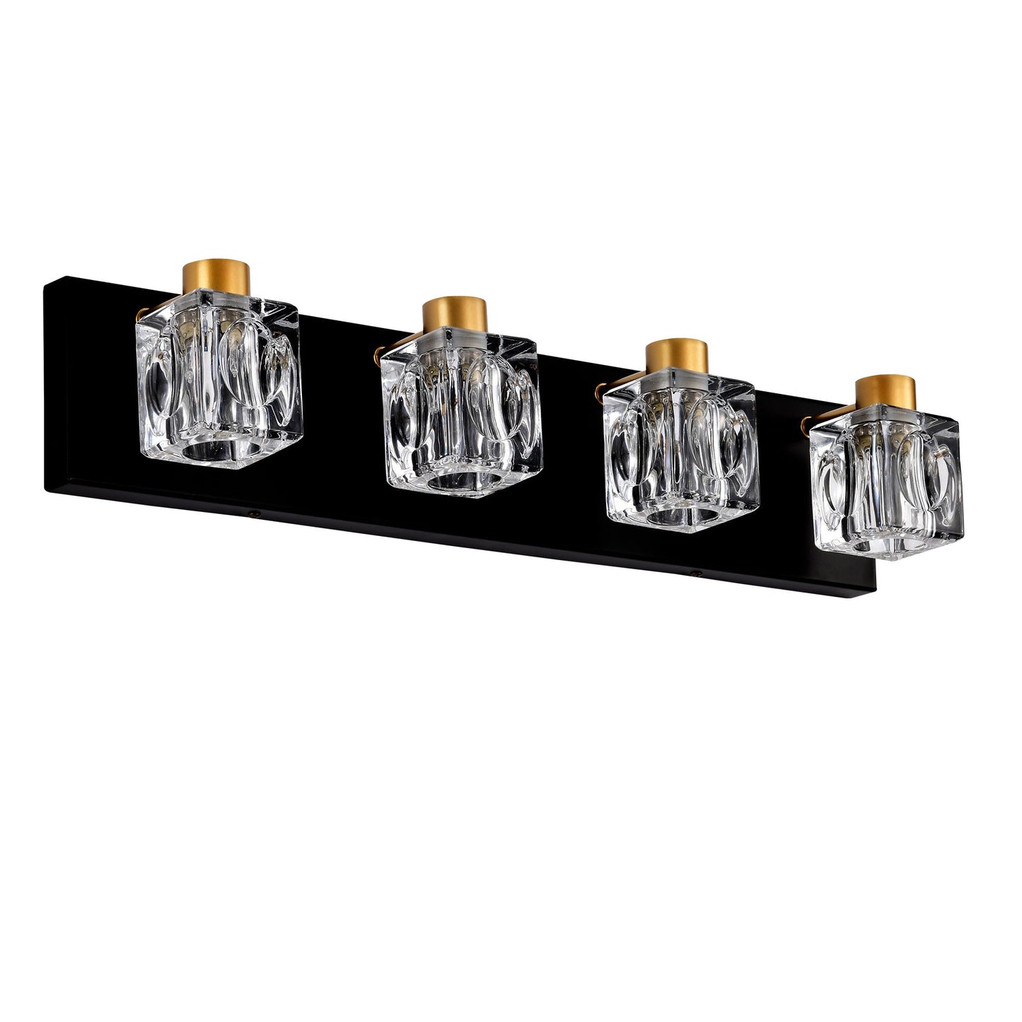 4-Light Matte Black & Gold Vanity Light