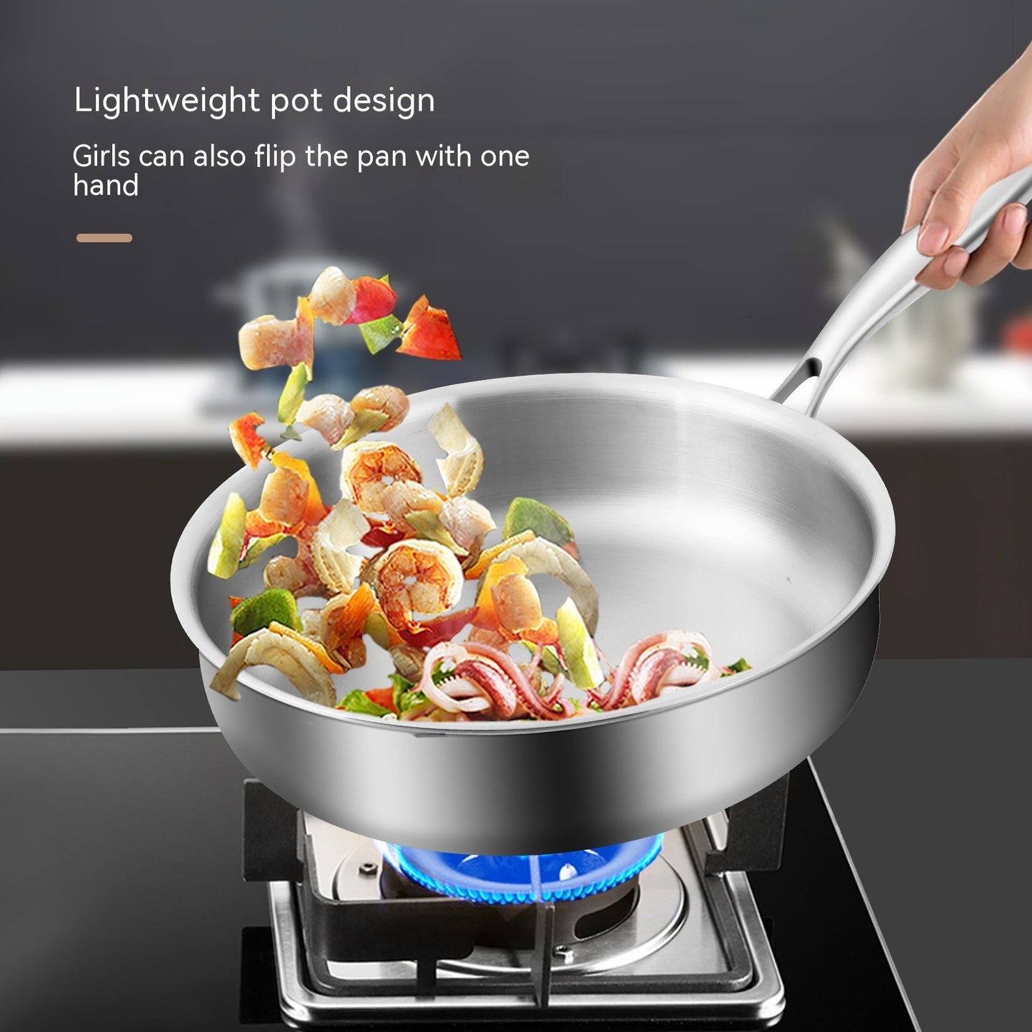 316L Stainless Steel Uncoated Frying Pan