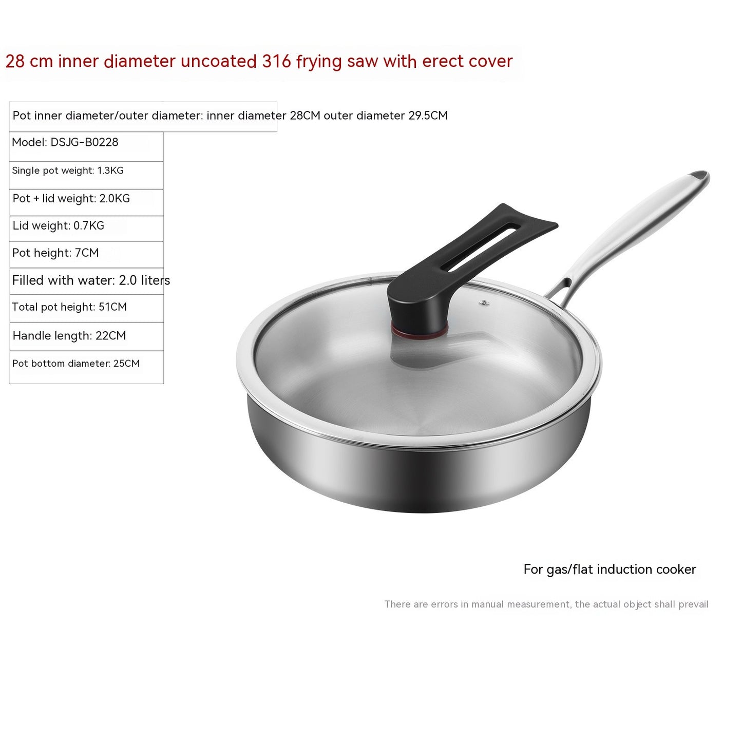 316L Stainless Steel Uncoated Frying Pan