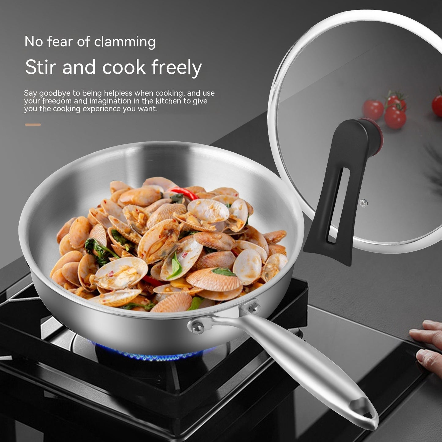 316L Stainless Steel Uncoated Frying Pan