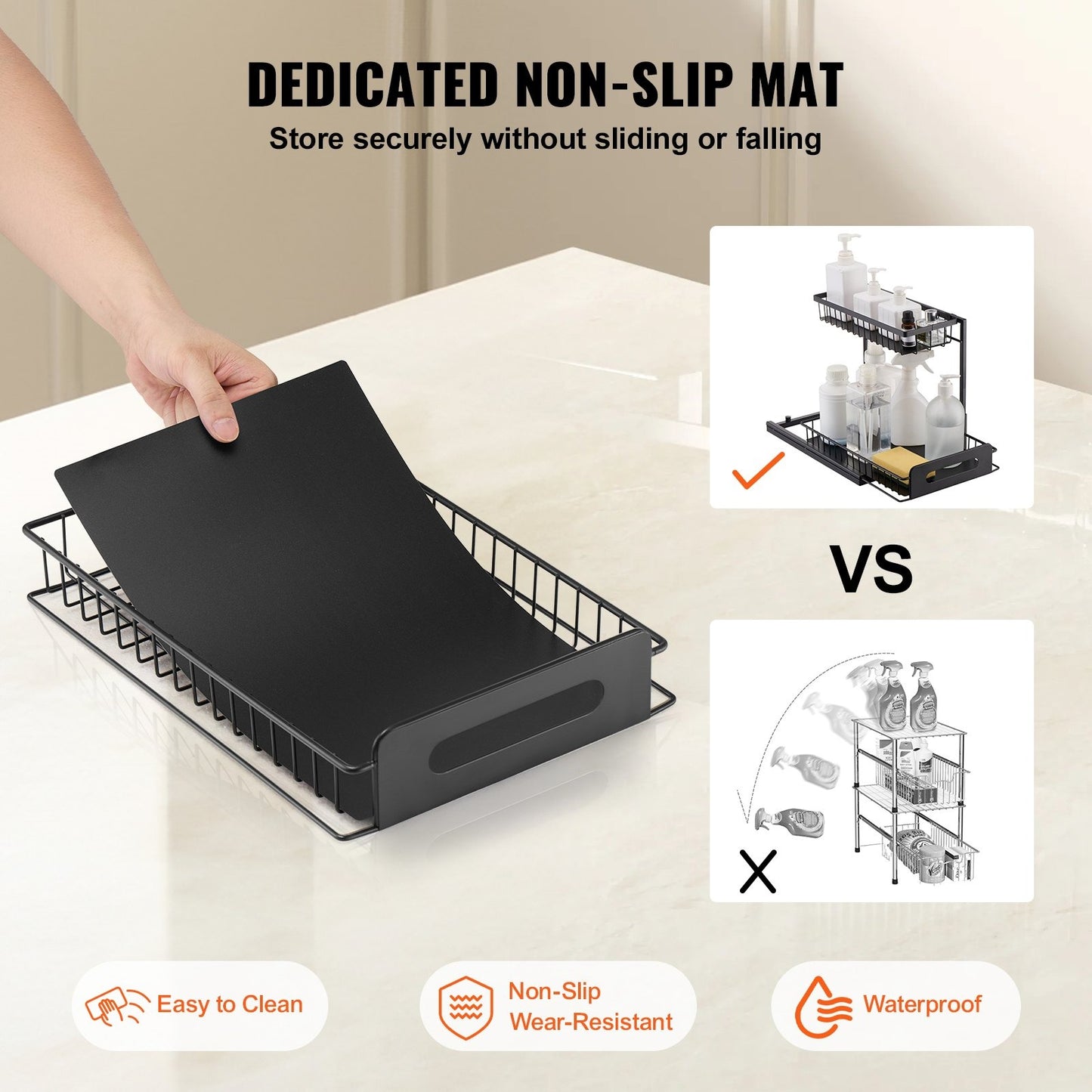 2-Tier Under Sink Cabinet Organizer Drawer Basket