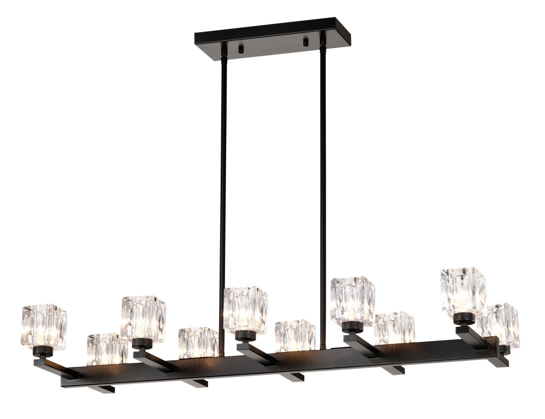 Matte Black 8-Light Crystal Chandelier
