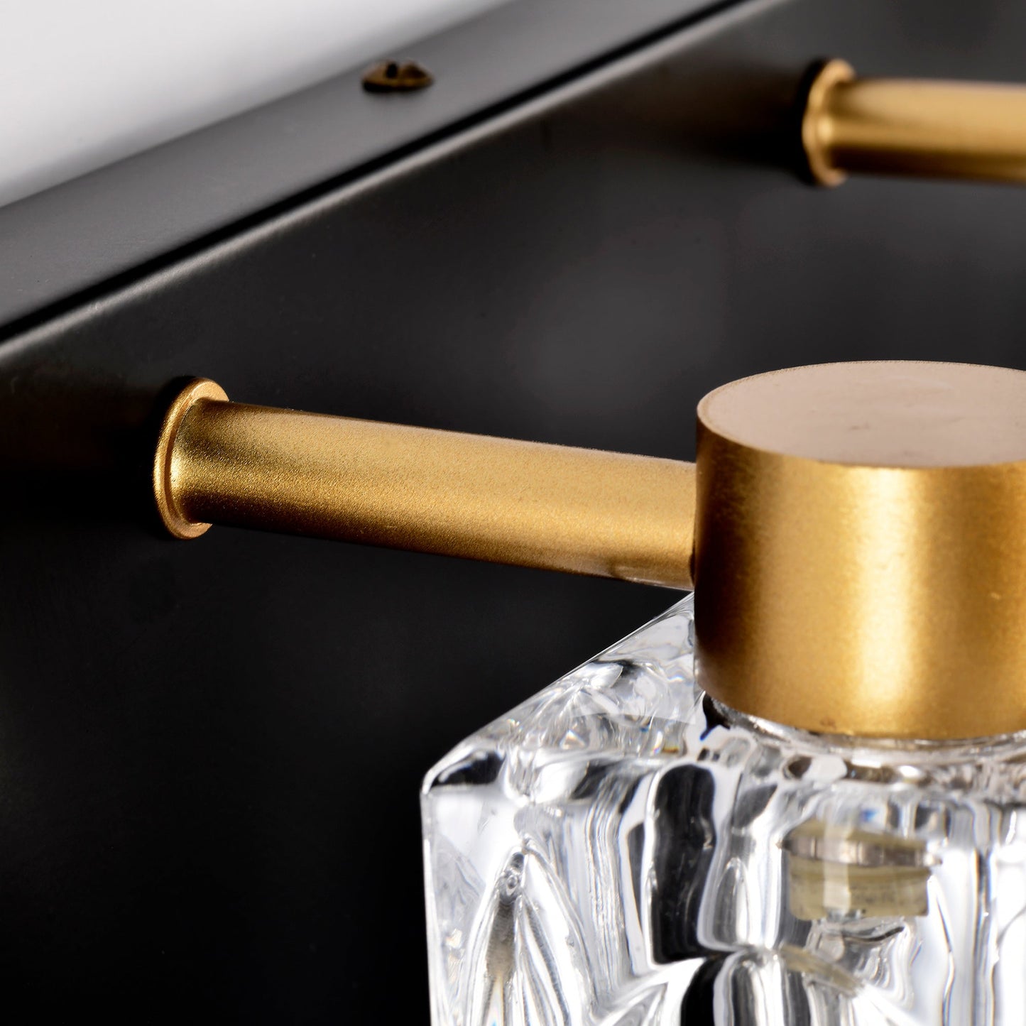 4-Light Matte Black & Gold Vanity Light