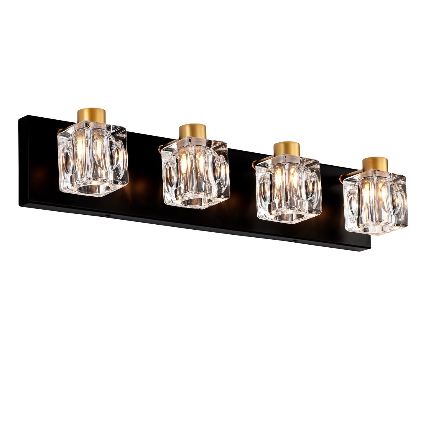4-Light Matte Black & Gold Vanity Light