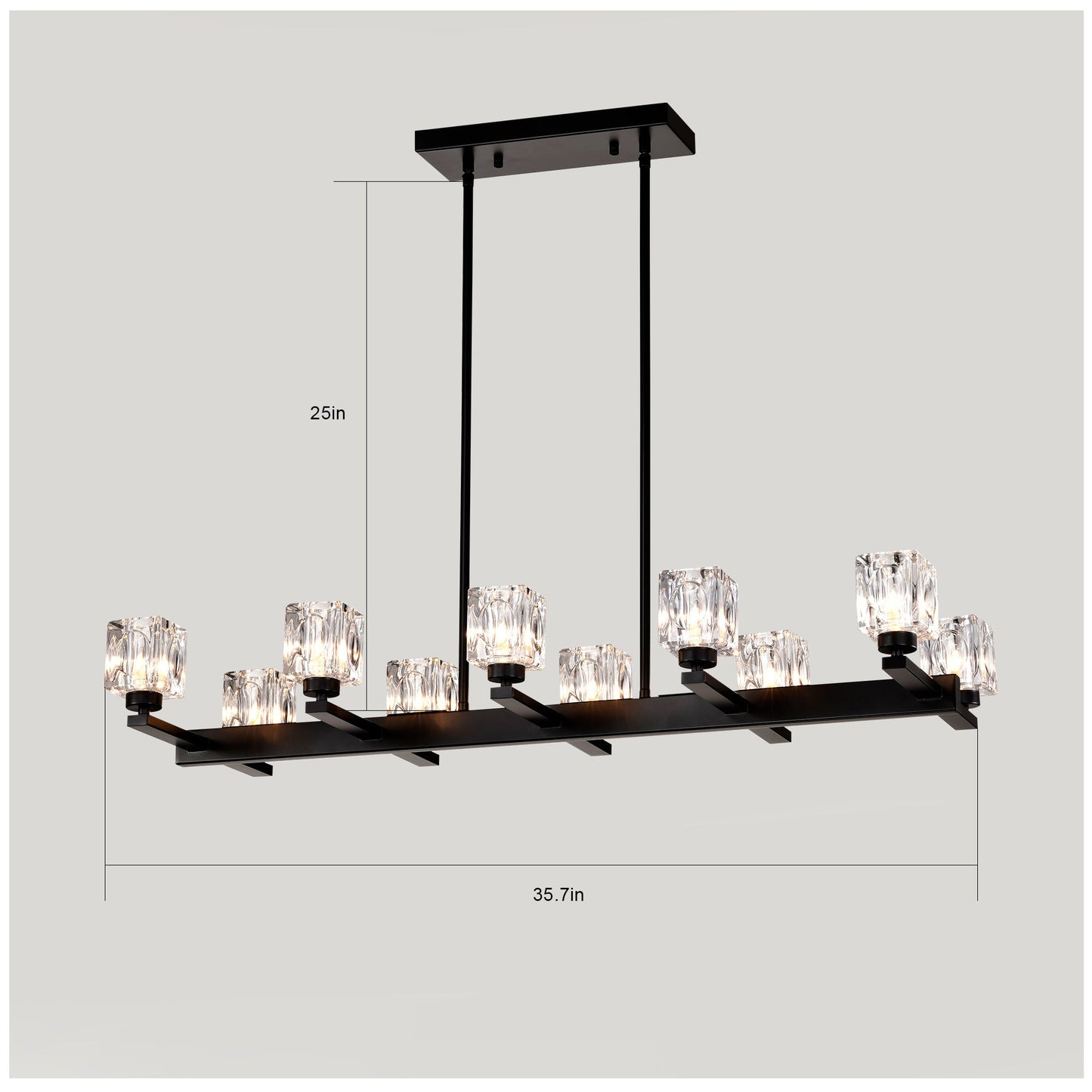 Matte Black 8-Light Crystal Chandelier