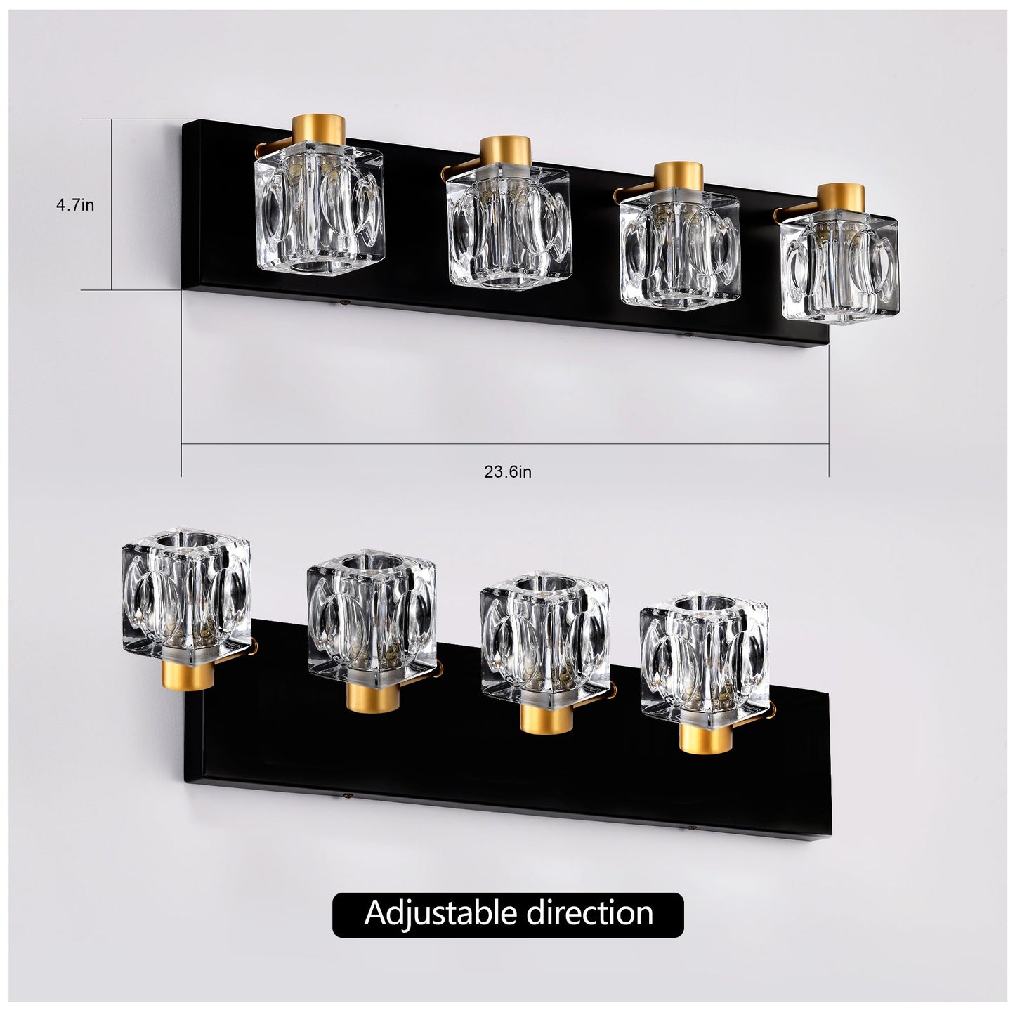 4-Light Matte Black & Gold Vanity Light