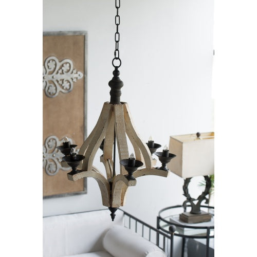 6-Light Wood Chandelier (Cream)
