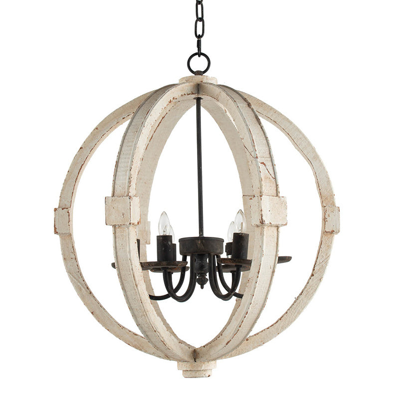 6-Light Wood Chandelier (White)