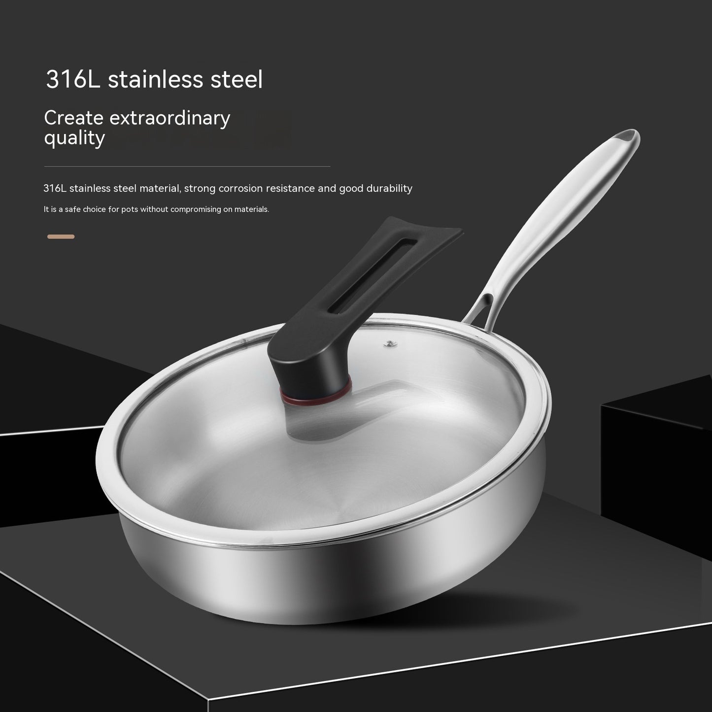 316L Stainless Steel Uncoated Frying Pan