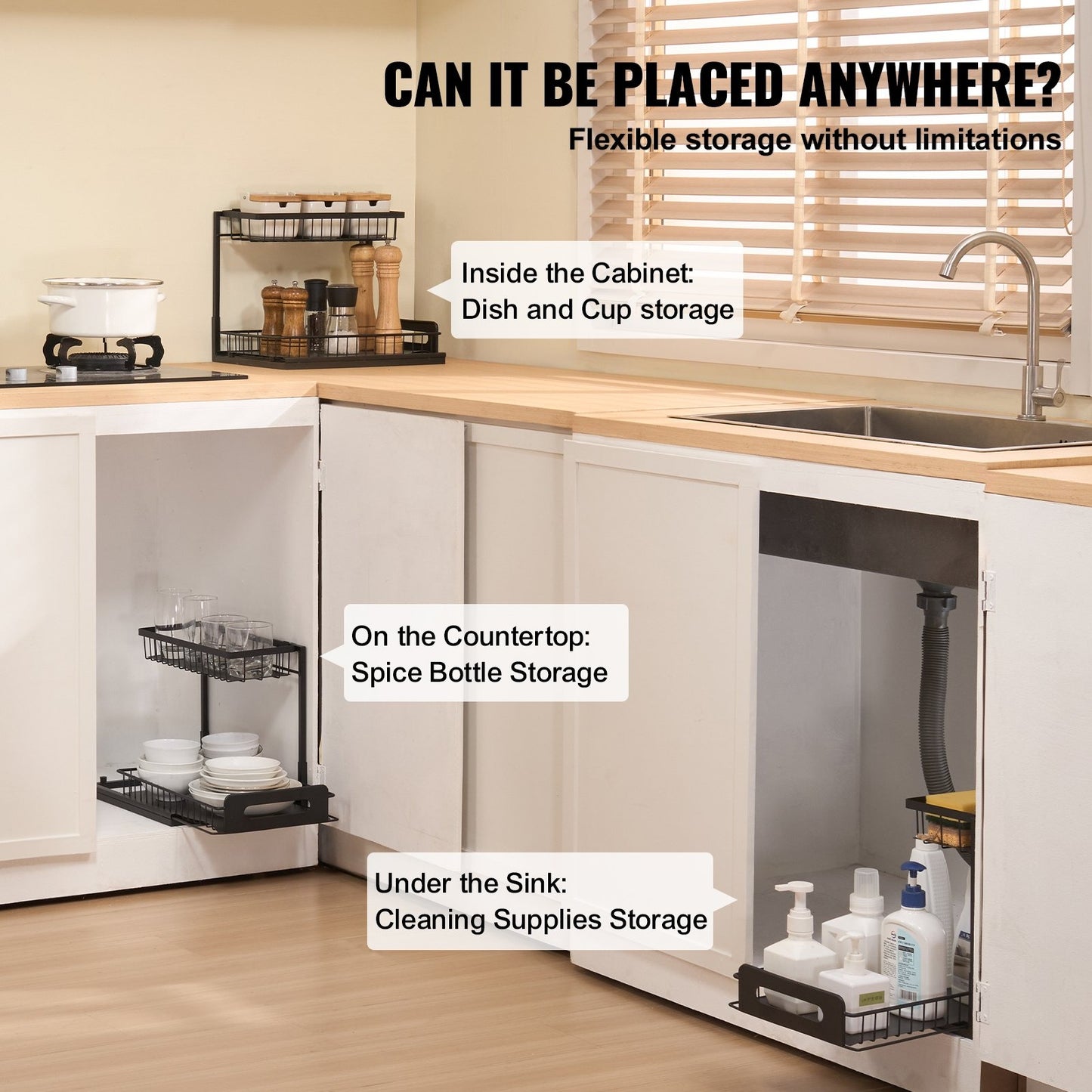 2-Tier Under Sink Cabinet Organizer Drawer Basket