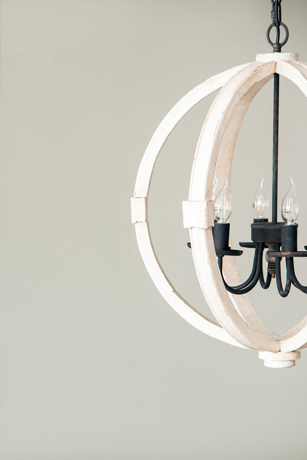 6-Light Wood Chandelier (White)
