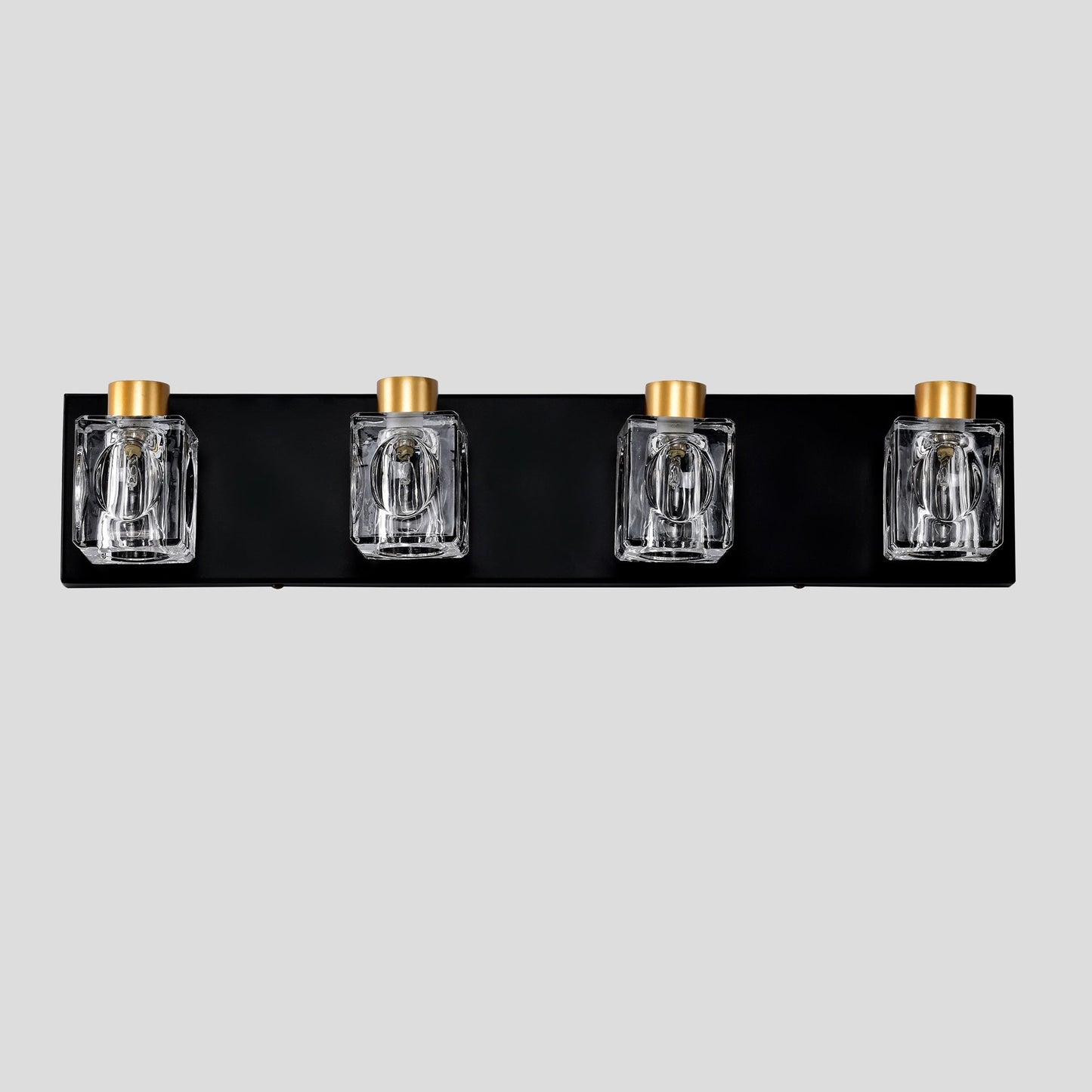 4-Light Matte Black & Gold Vanity Light