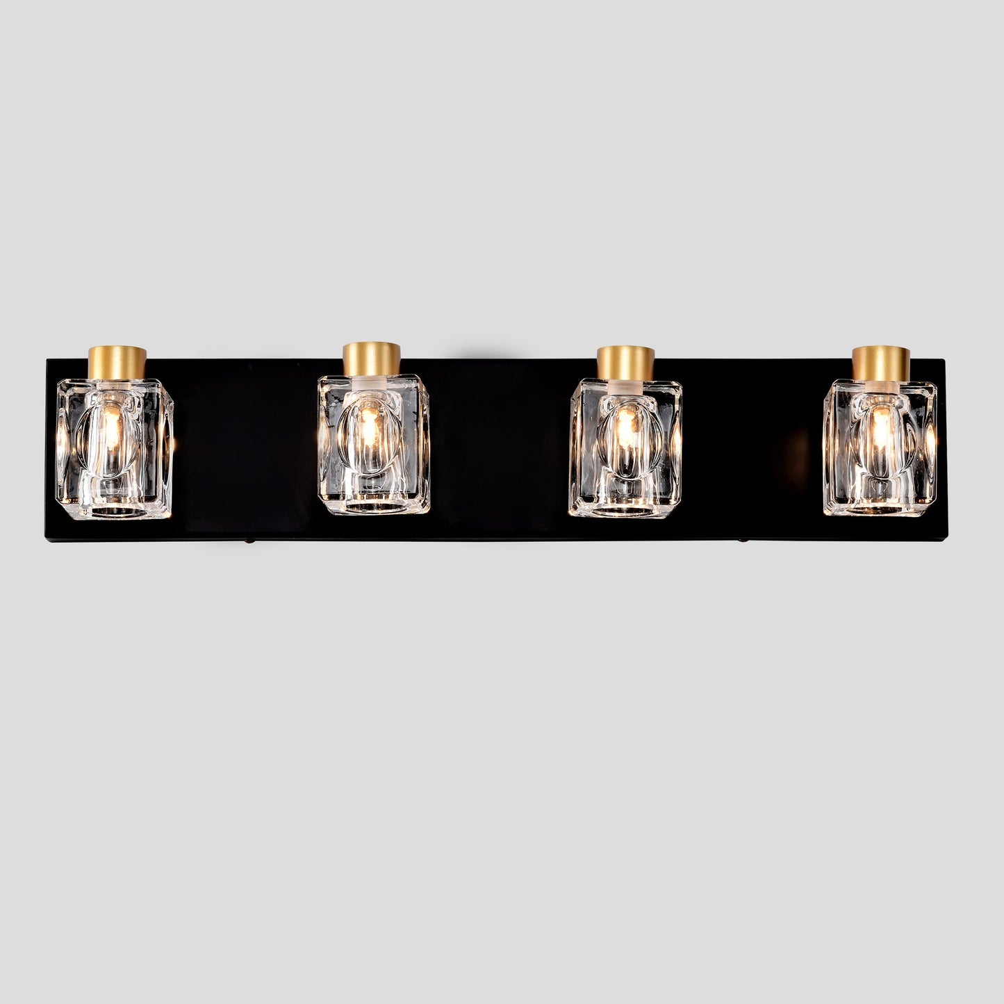 4-Light Matte Black & Gold Vanity Light