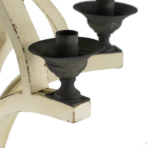 6-Light Wood Chandelier (Cream)