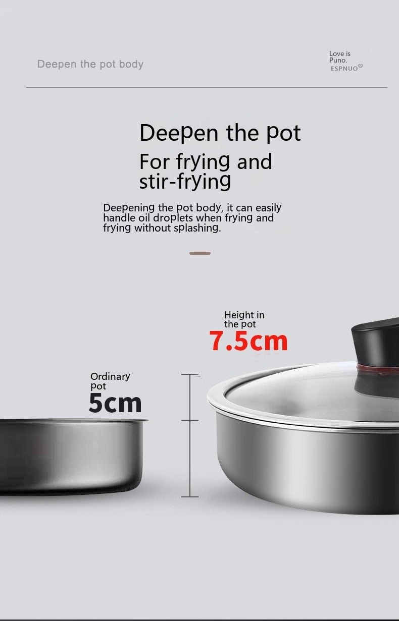 316L Stainless Steel Uncoated Frying Pan