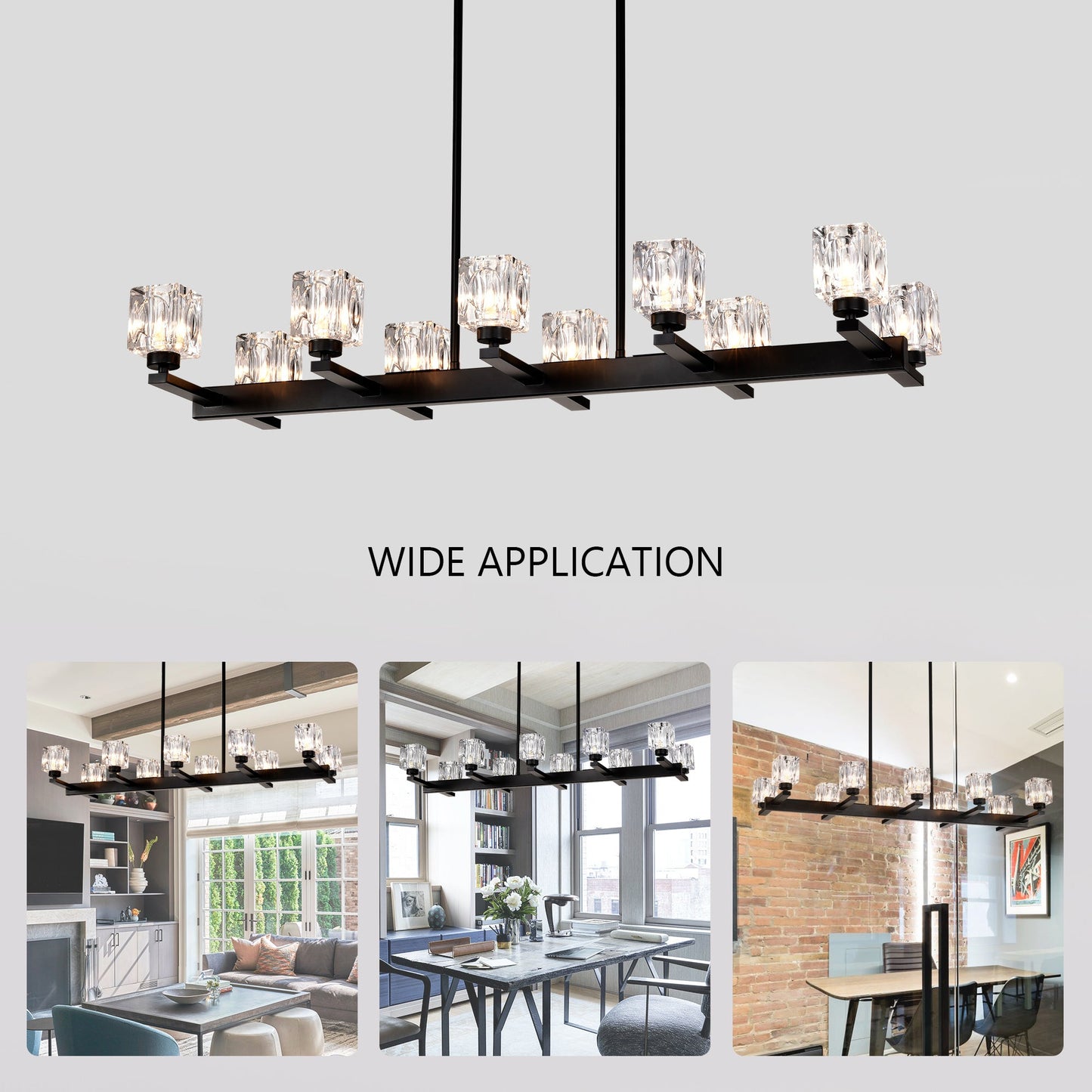 Matte Black 8-Light Crystal Chandelier