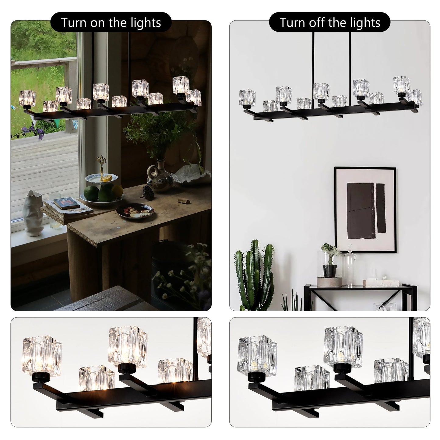 Matte Black 8-Light Crystal Chandelier