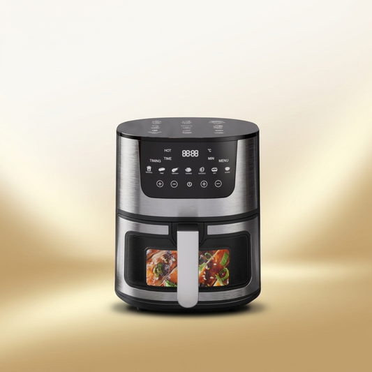 Air Fryer on warm gold-sand background