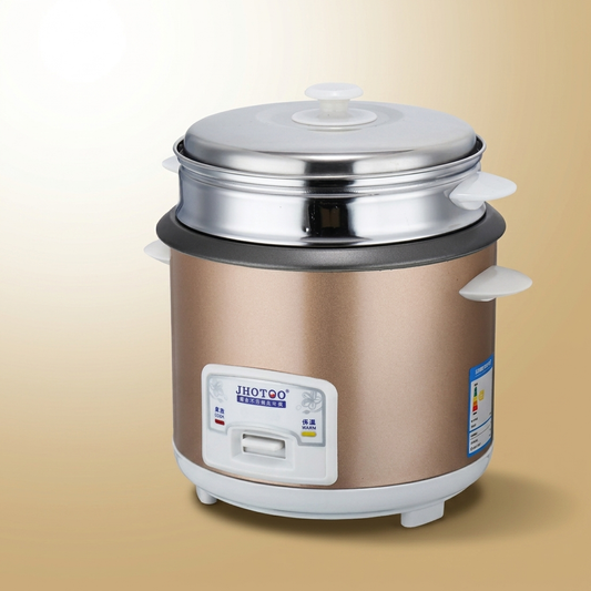 Rice Cooker on warm gold-sand background
