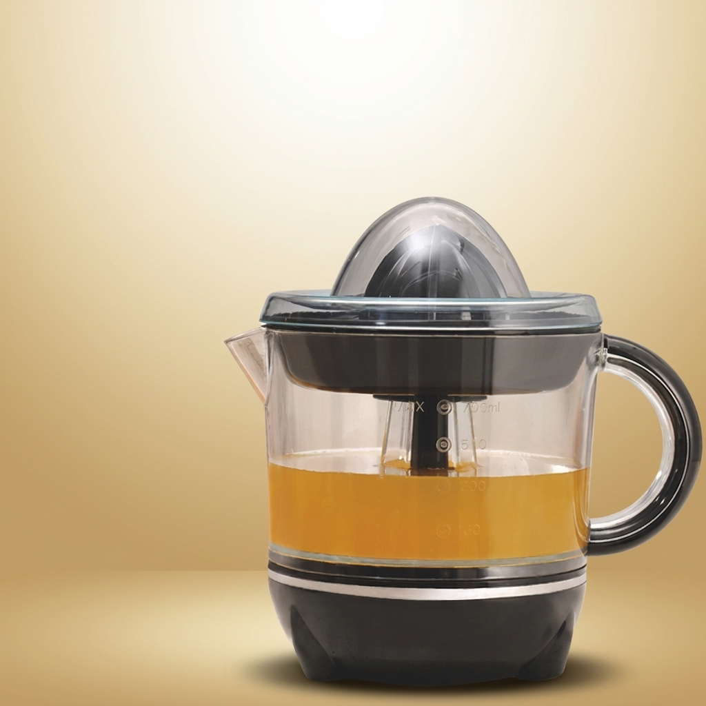Manual Juicer on warm gold-sand background