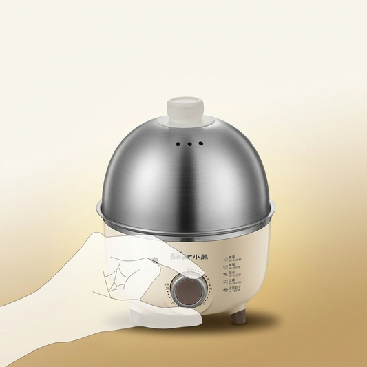 Steamed Custard Breakfast Machine on warm gold-sand background