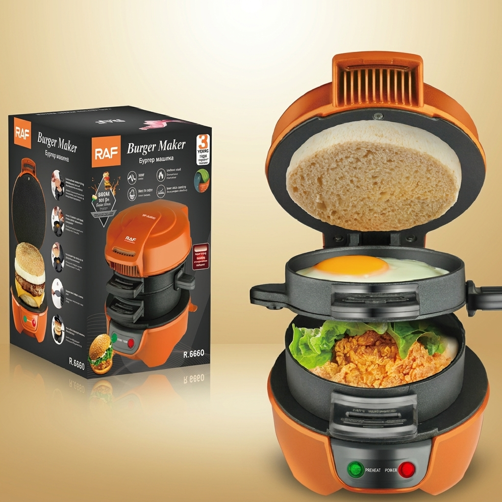 Multi-function Sandwich Bread Maker on warm gold-sand background