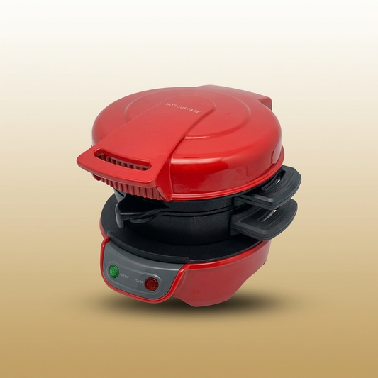Hamburg Sandwich Waffle Maker on warm gold-sand background