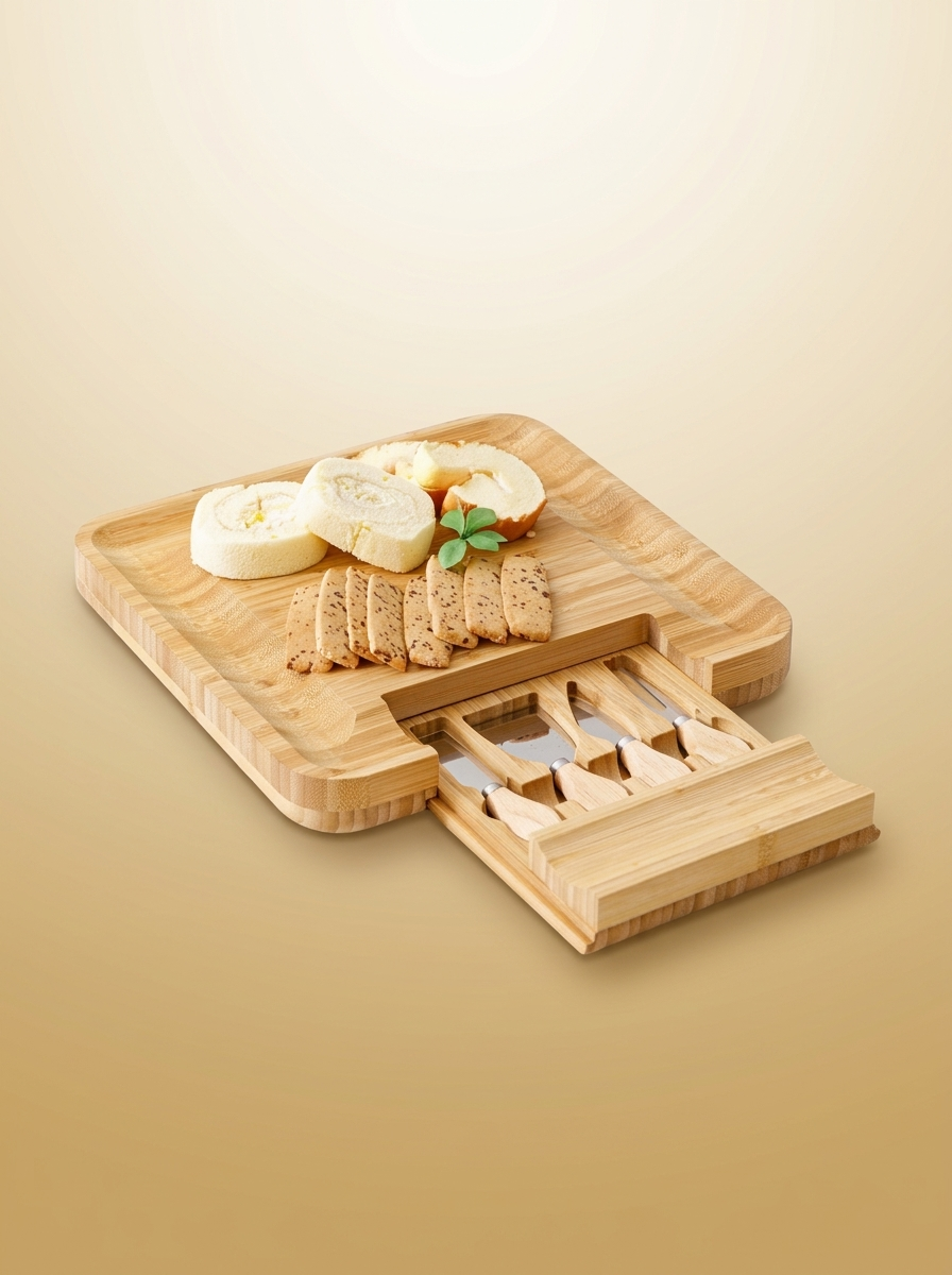 Bamboo Cheese Board gold-sand background