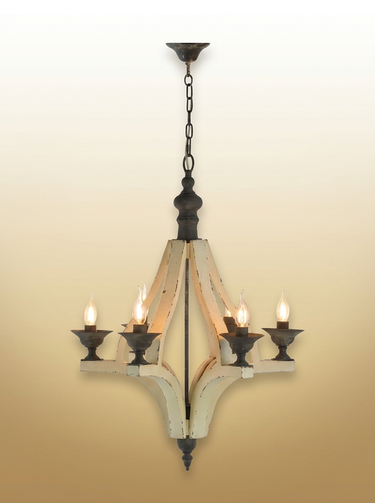 Wood Chandelier Cream gold-sand background
