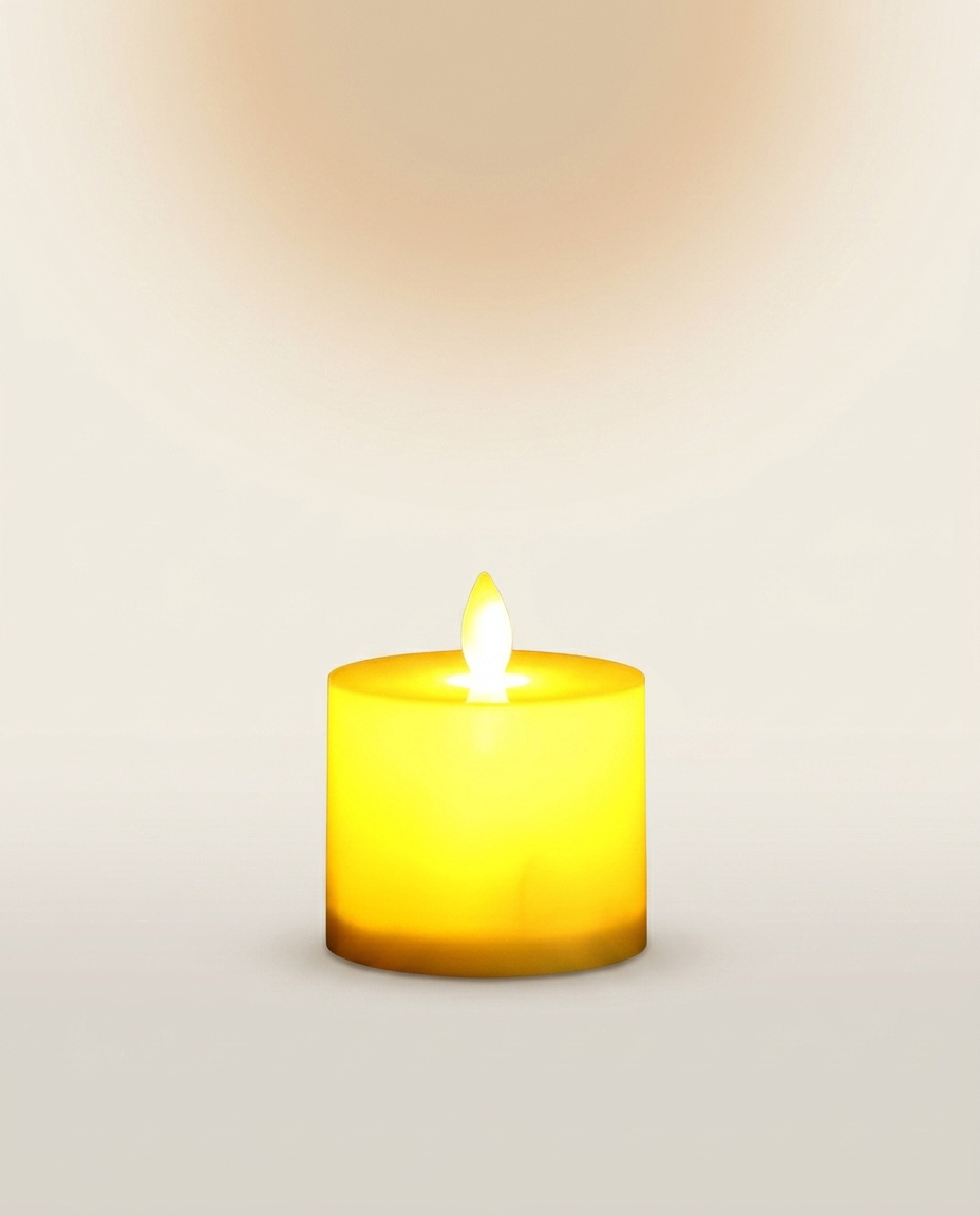 LED Flameless Dancing Flame Candle on a warm ivory studio backdrop