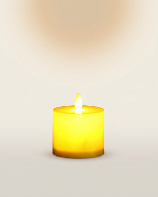 LED Flameless Dancing Flame Candle on a warm ivory studio backdrop
