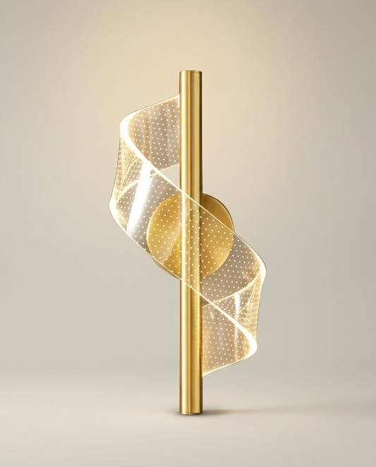 Nordic Spiral Crystal Wall Sconce on a warm ivory studio backdrop