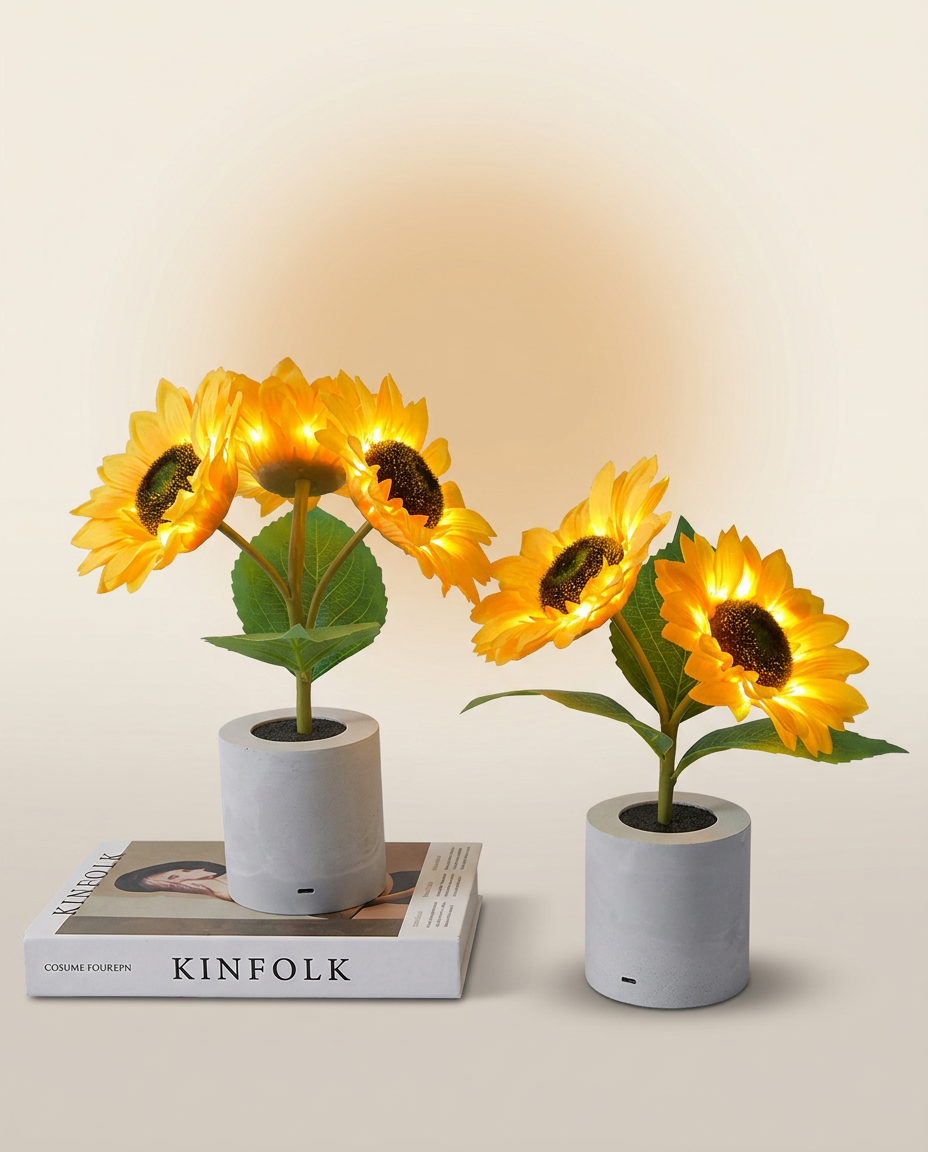 Sunflower LED Night Light on a warm ivory studio backdrop