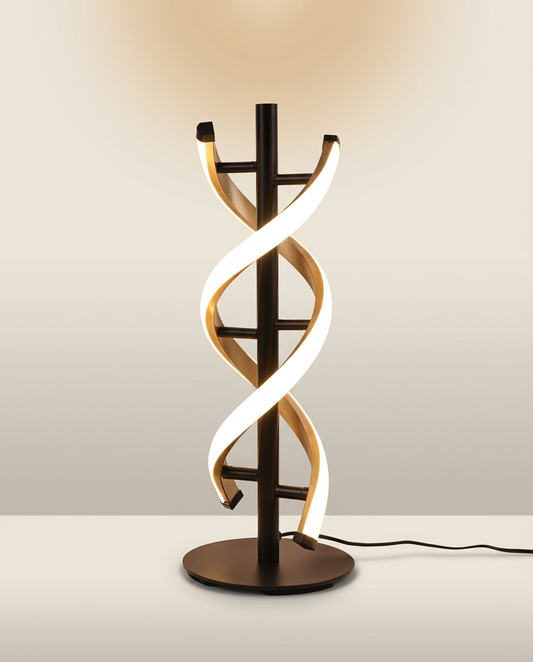 LED Double Spiral Accent Lamp on a warm ivory studio backdrop