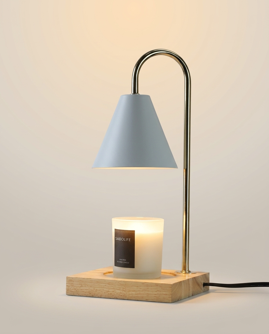 Flameless Wax Melt Aromatherapy Lamp on a warm ivory studio backdrop