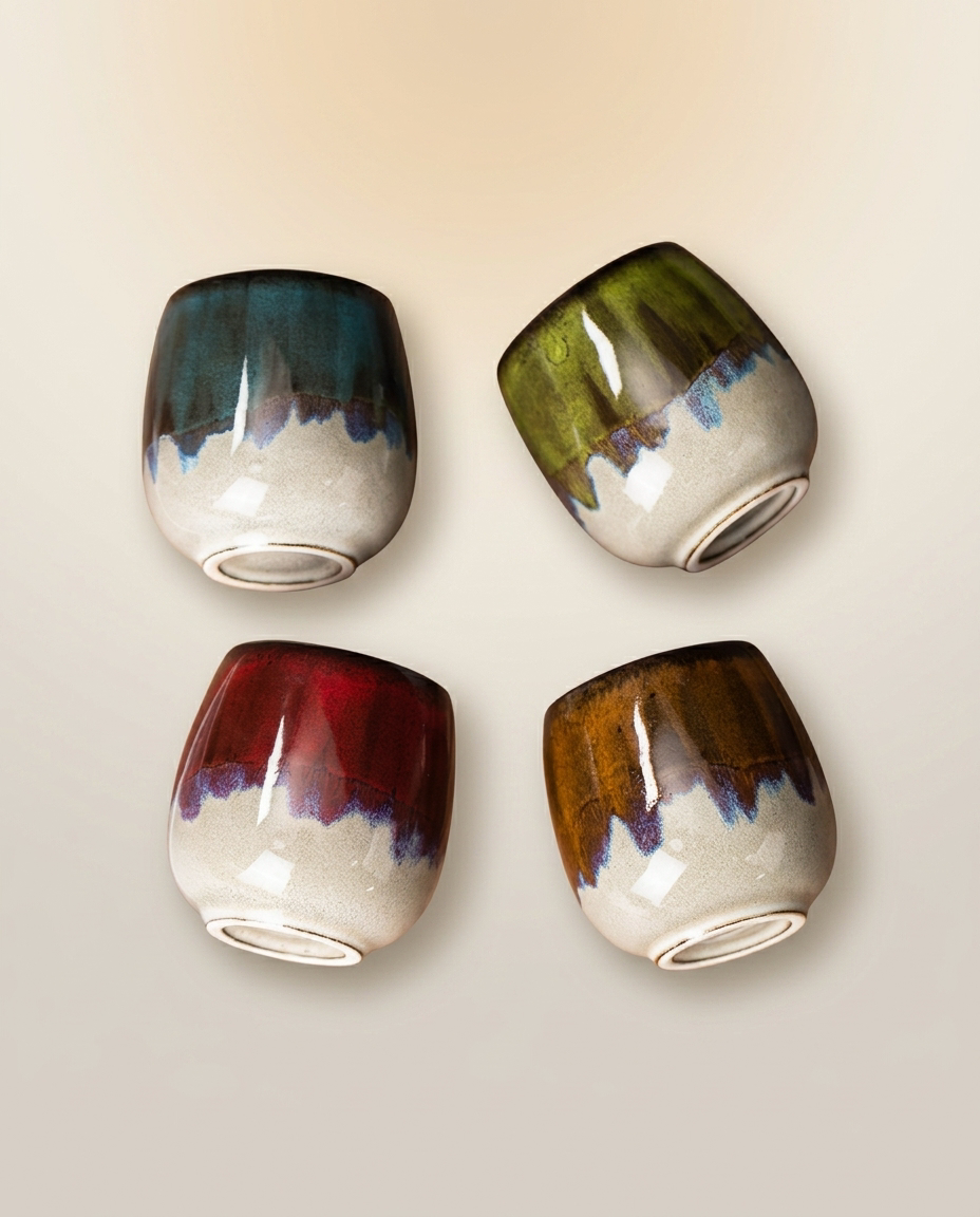 Italian Abstract Espresso Cup on a warm ivory studio backdrop