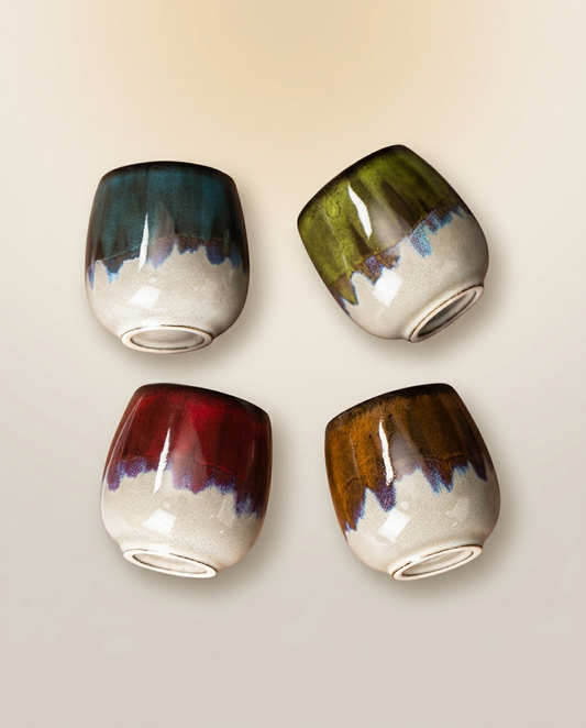 Italian Abstract Espresso Cup on a warm ivory studio backdrop