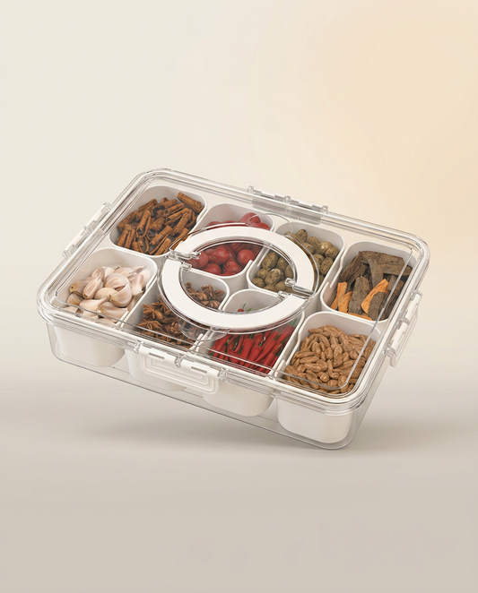 Fridge Condiment and Seasoning Storage Box on a warm ivory studio backdrop